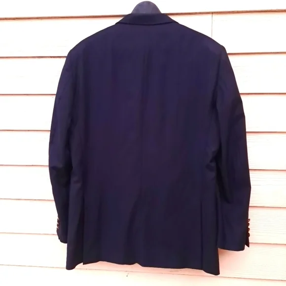 ANDREW CARRINGTON Dark Blue 2 Button Men's Jacket Sz 42R 100% Wool Made In Italy